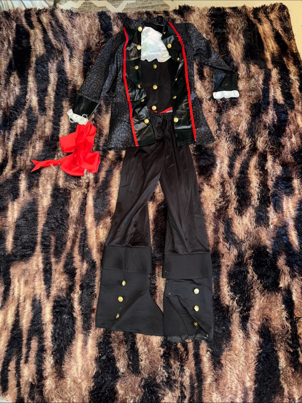 Children's Black Pirate Costume with Red Accents